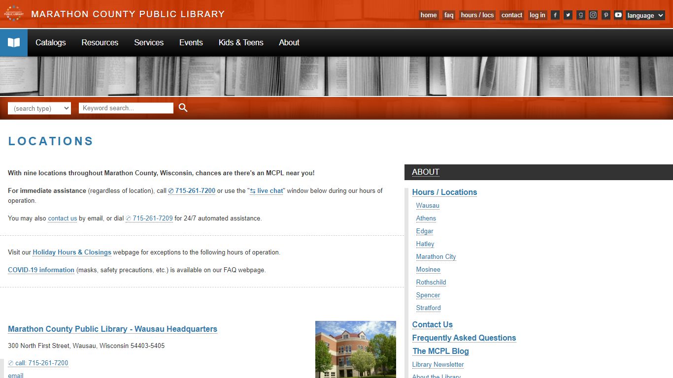 Locations | Marathon County Public Library (MCPL)